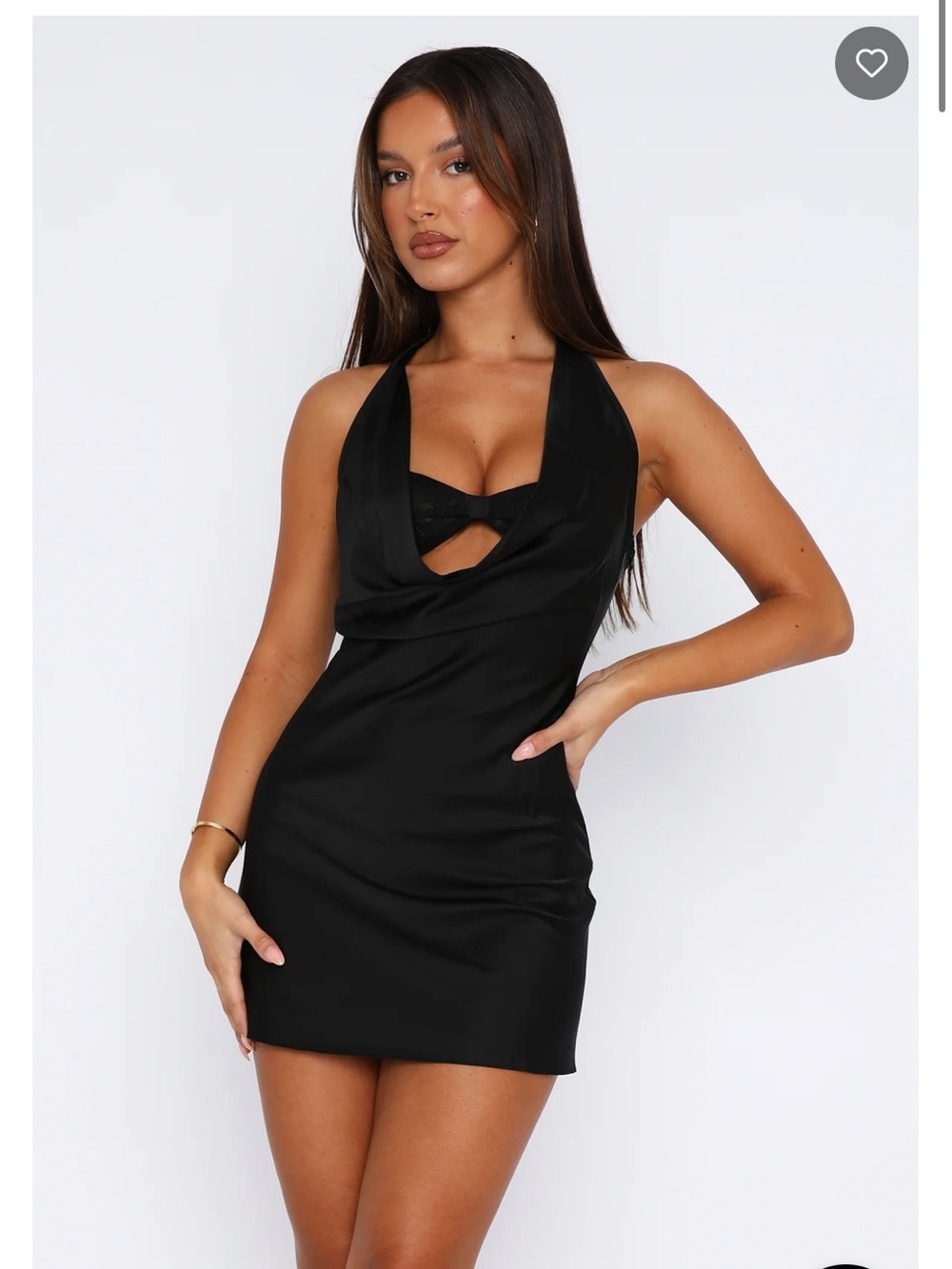 White Fox Boutique Black Cowl Halter Mini Dress